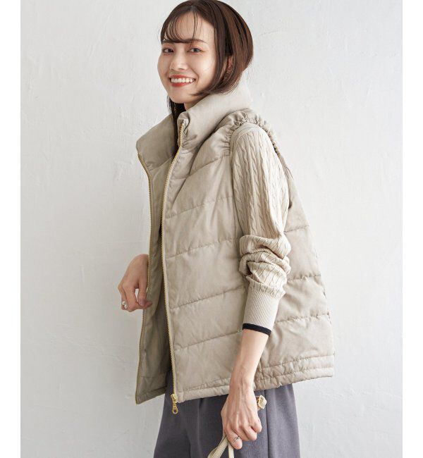 ikka「細コールボリューム襟ベスト」|ダウンベスト・ベスト|