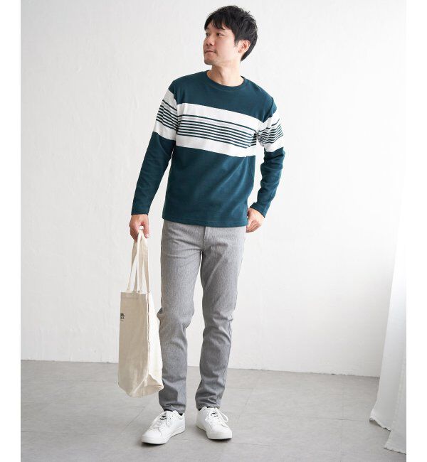 ikka「【雑誌MonoMax4月号掲載】リップルパネルボーダーロンＴ」|Tシャツ・カットソー|