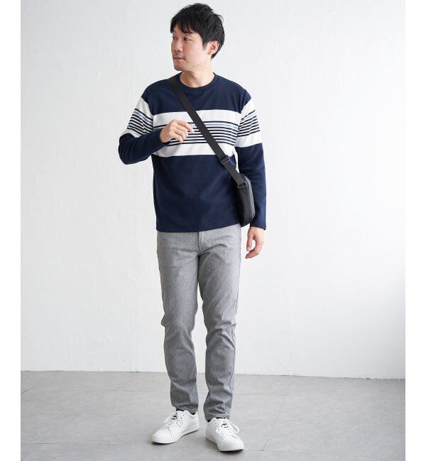 ikka「【雑誌MonoMax4月号掲載】リップルパネルボーダーロンＴ」|Tシャツ・カットソー|