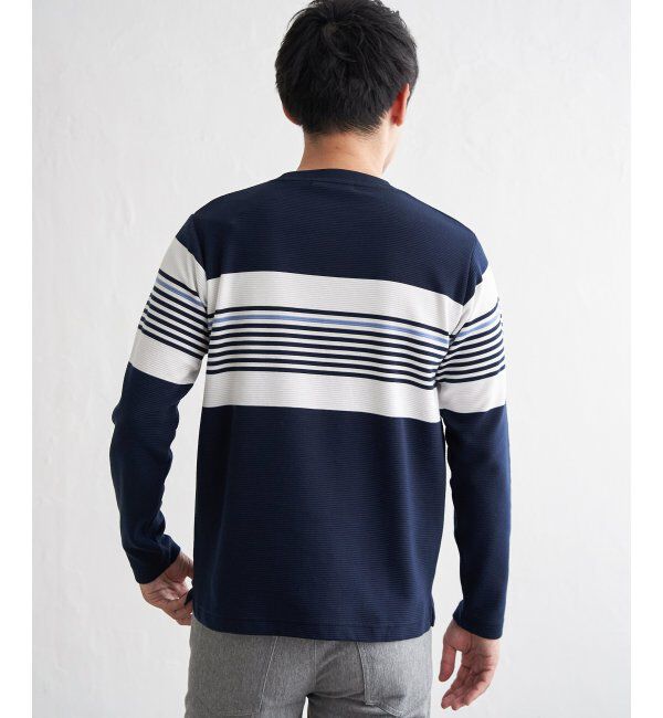 ikka「【雑誌MonoMax4月号掲載】リップルパネルボーダーロンＴ」|Tシャツ・カットソー|