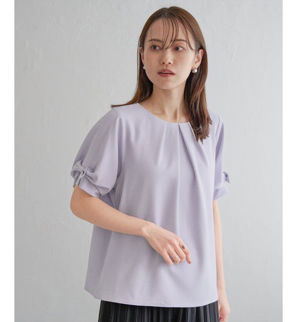 IKKA LOUNGE「ドライタッチ袖リボンブラウス」|シャツ・ブラウス|