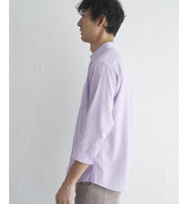 ikka「【吸水速乾】7分イージーケアリネン無地シャツ」|シャツ・ブラウス|