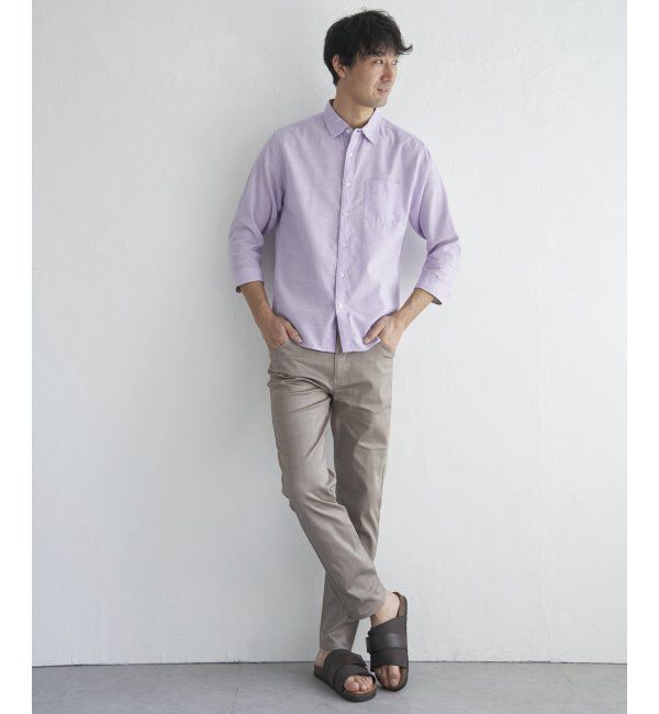 ikka「【吸水速乾】7分イージーケアリネン無地シャツ」|シャツ・ブラウス|