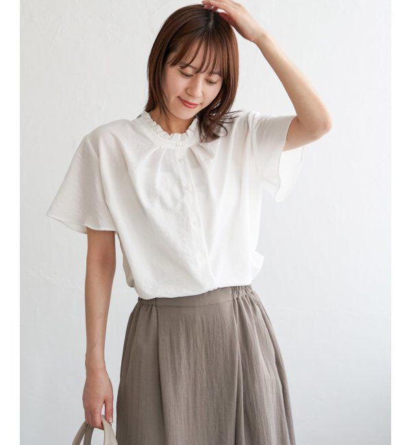 ikka「襟フリル2WAY半袖ブラウス」|シャツ・ブラウス|