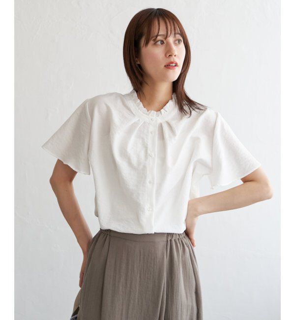 ikka「襟フリル2WAY半袖ブラウス」|シャツ・ブラウス|