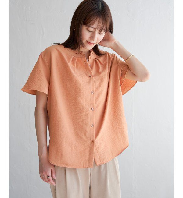 ikka「襟フリル2WAY半袖ブラウス」|シャツ・ブラウス|オレンジ