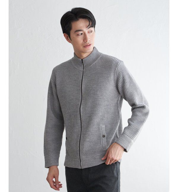 ikka「スタンドジップニットブルゾン」|その他|グレー
