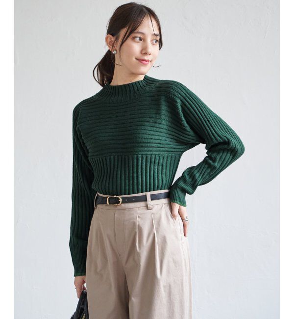 ikka「７ＧワイドリブキリカエハイショクＰＯ」|プルオーバー|グリーン