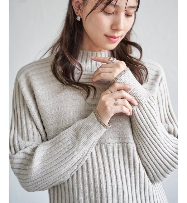 ikka「７ＧワイドリブキリカエハイショクＰＯ」|プルオーバー|ベージュ