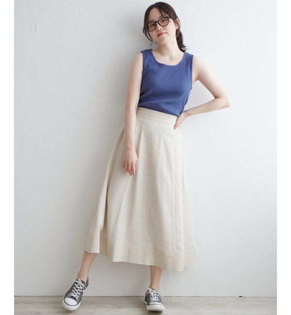Lbc with Life「リネン混配色ステッチスカート」|スカート|