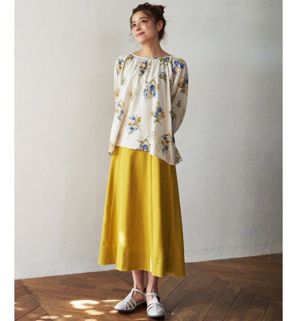 Lbc with Life「リネン混配色ステッチスカート」|スカート|