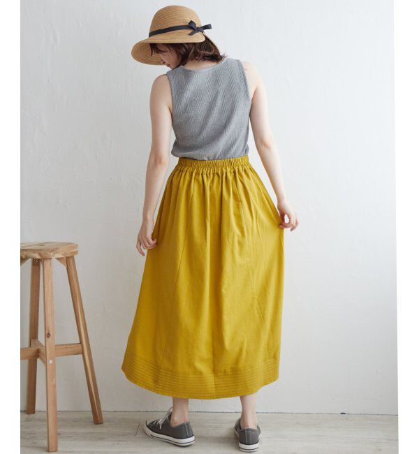 Lbc with Life「リネン混配色ステッチスカート」|スカート|