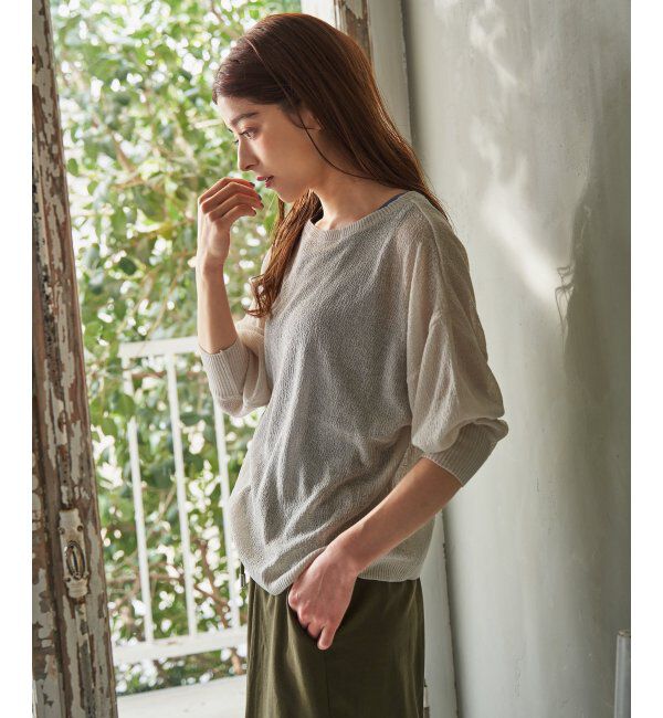 Lbc with Life「梨地シアーニットプルオーバー」|カーディガン|オフホワイト