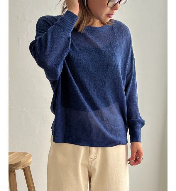 Lbc with Life「梨地シアーニットプルオーバー」|カーディガン|ブルー