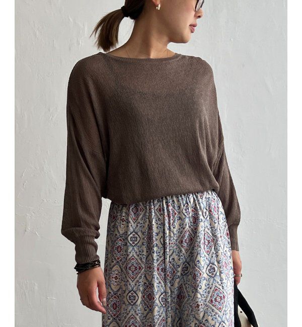 Lbc with Life「梨地シアーニットプルオーバー」|カーディガン|コーヒー