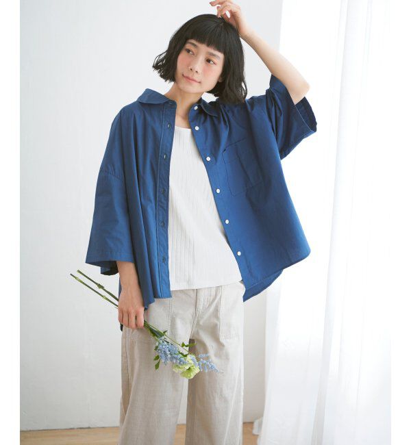 Lbc with Life「タイプライター半袖BOXシャツ」|シャツ・ブラウス|ブルー