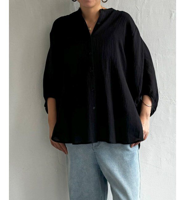 Lbc with Life「ドルマンスリーブ楊柳シャツ」|シャツ・ブラウス|ブラック