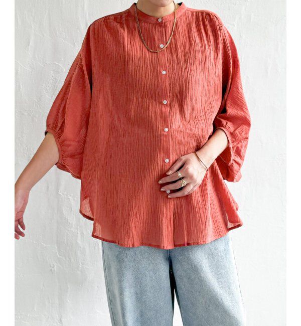 Lbc with Life「ドルマンスリーブ楊柳シャツ」|シャツ・ブラウス|オレンジ