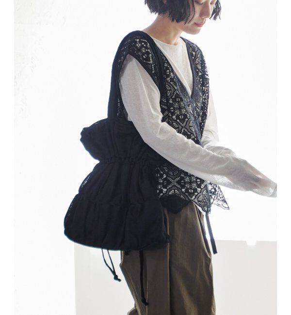 Lbc with Life「メッシュギャザー巾着トートバッグ」|その他|ブラック