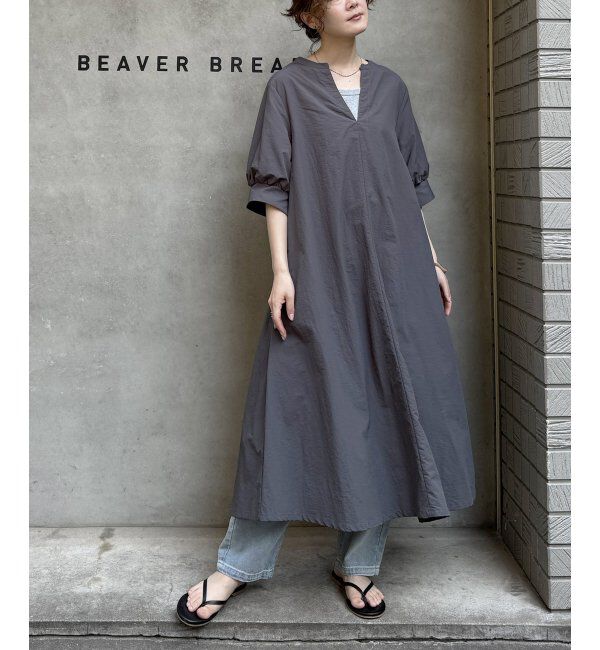 Lbc with Life「ナイロンスキッパーロングワンピ」|ワンピース|グレー