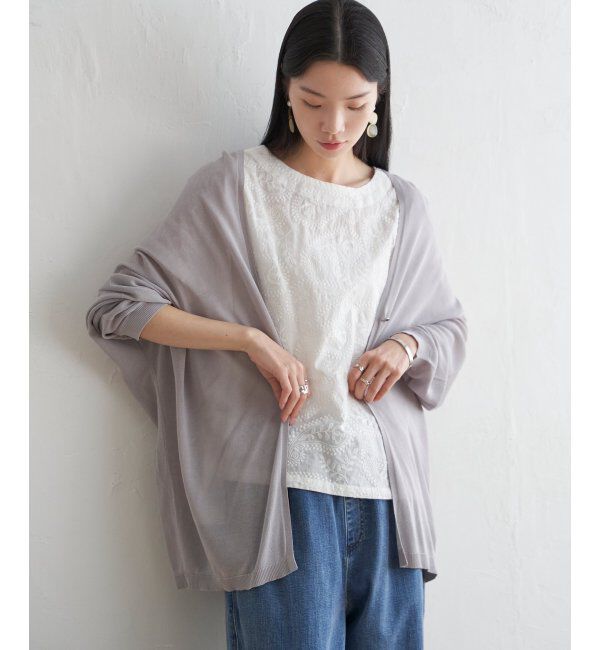 Lbc with Life「さらひやワンボタントッパーカーディガン」|カーディガン|ライトグレー