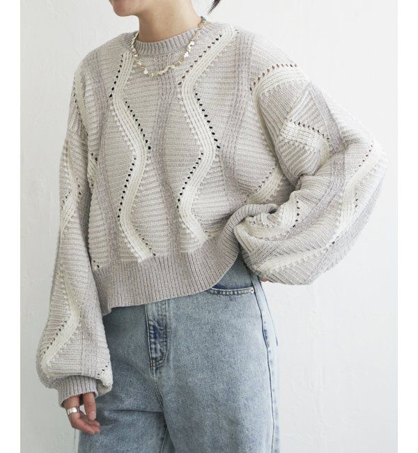 VENCE share style「モールジャガードニットプルオーバー」|ニット・セーター|グレイ