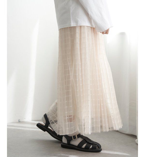 VENCE share style「チェック柄チュールスカート」|スカート|オフホワイト