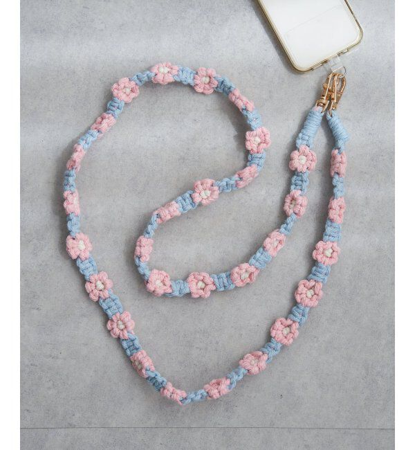 VENCE share style「ロングマクラメフラワーストラップ」|その他|ピンク