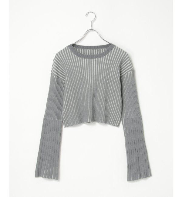 VENCE share style「12Gリブショートトップス」|ニット・セーター|グレー