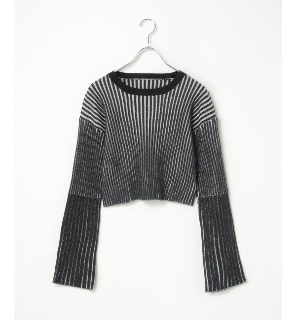 VENCE share style「12Gリブショートトップス」|ニット・セーター|ブラック