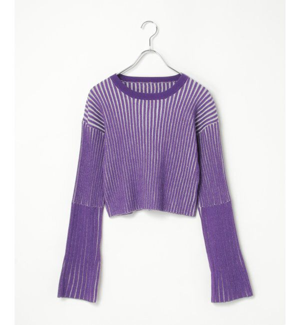 VENCE share style「12Gリブショートトップス」|ニット・セーター|パープル