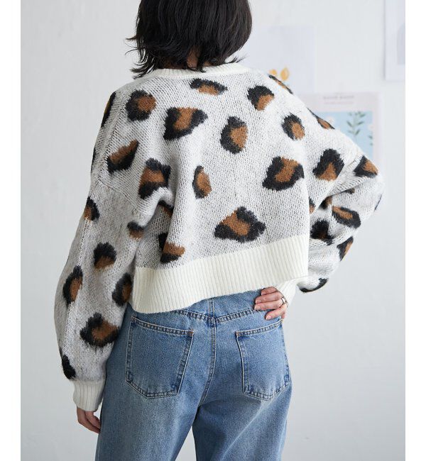 VENCE share style「ヒョウ柄ショートガーディガン」|カーディガン|