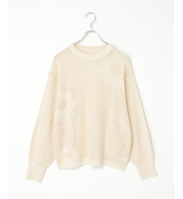 VENCE share style「7Gシアー花柄ジャガードプルオーバー」|ニット・セーター|オフホワイト