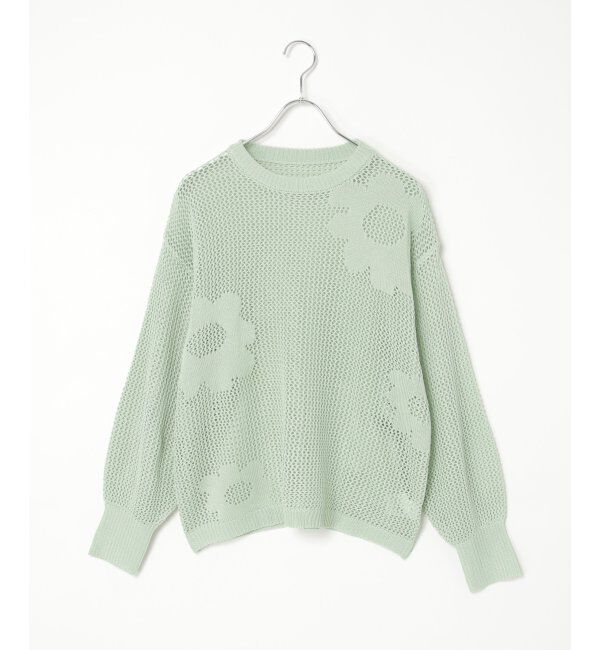 VENCE share style「7Gシアー花柄ジャガードプルオーバー」|ニット・セーター|ミントグリーン