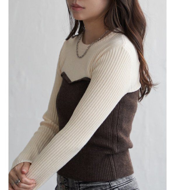 VENCE share style「ウールライクビスチェ見え配色プルオーバー」|タンクトップ|