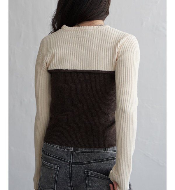 VENCE share style「ウールライクビスチェ見え配色プルオーバー」|タンクトップ|