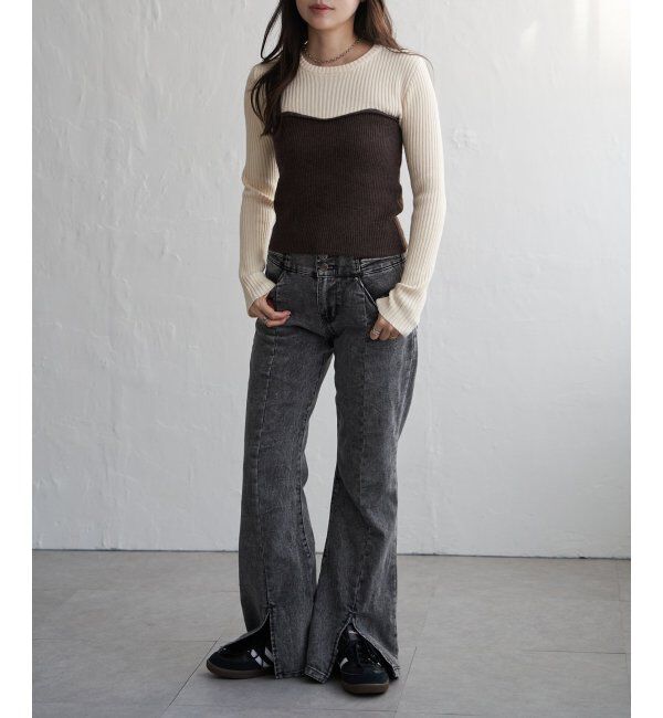 VENCE share style「ウールライクビスチェ見え配色プルオーバー」|タンクトップ|