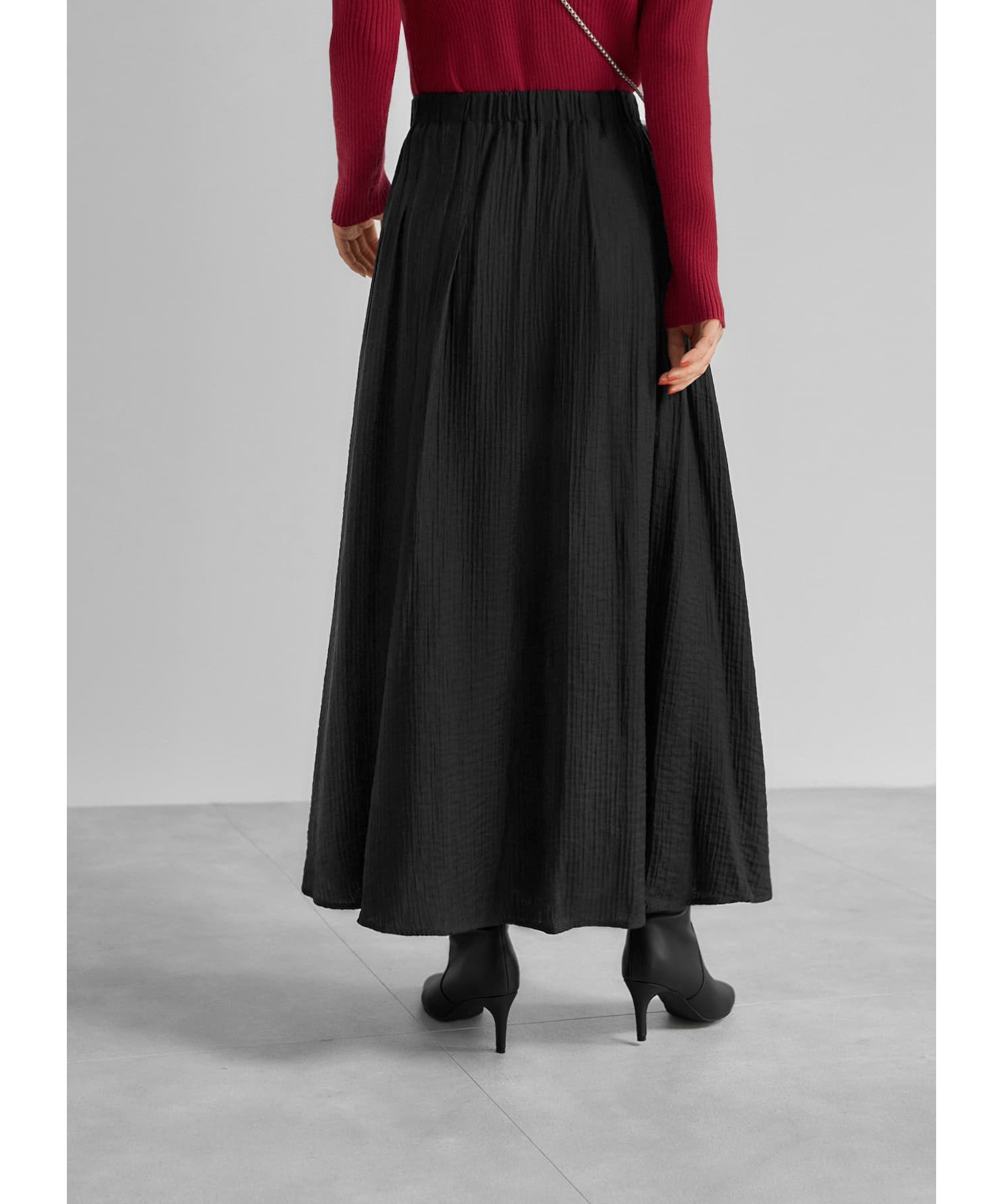 STYLE DELI「縦シボ織りタックギャザーロングスカート」|スカート|