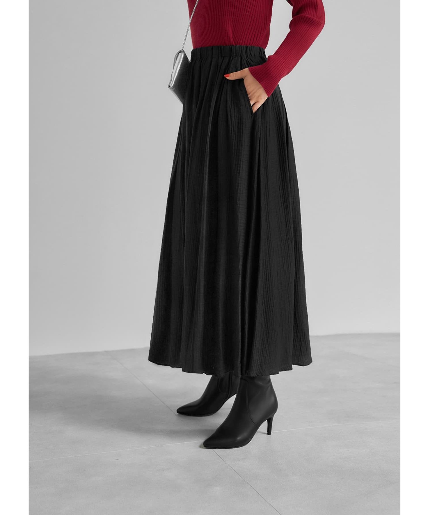 STYLE DELI「縦シボ織りタックギャザーロングスカート」|スカート|