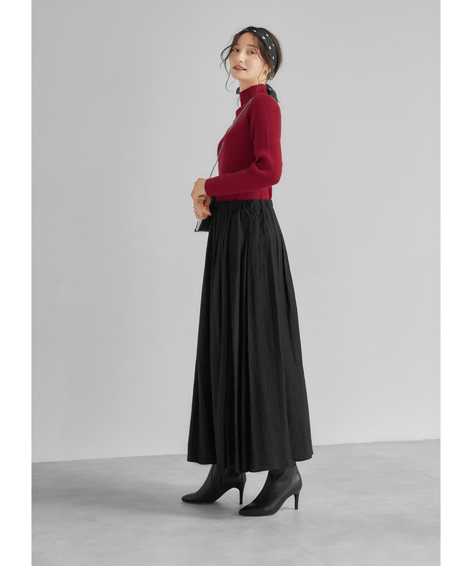 STYLE DELI「縦シボ織りタックギャザーロングスカート」|スカート|