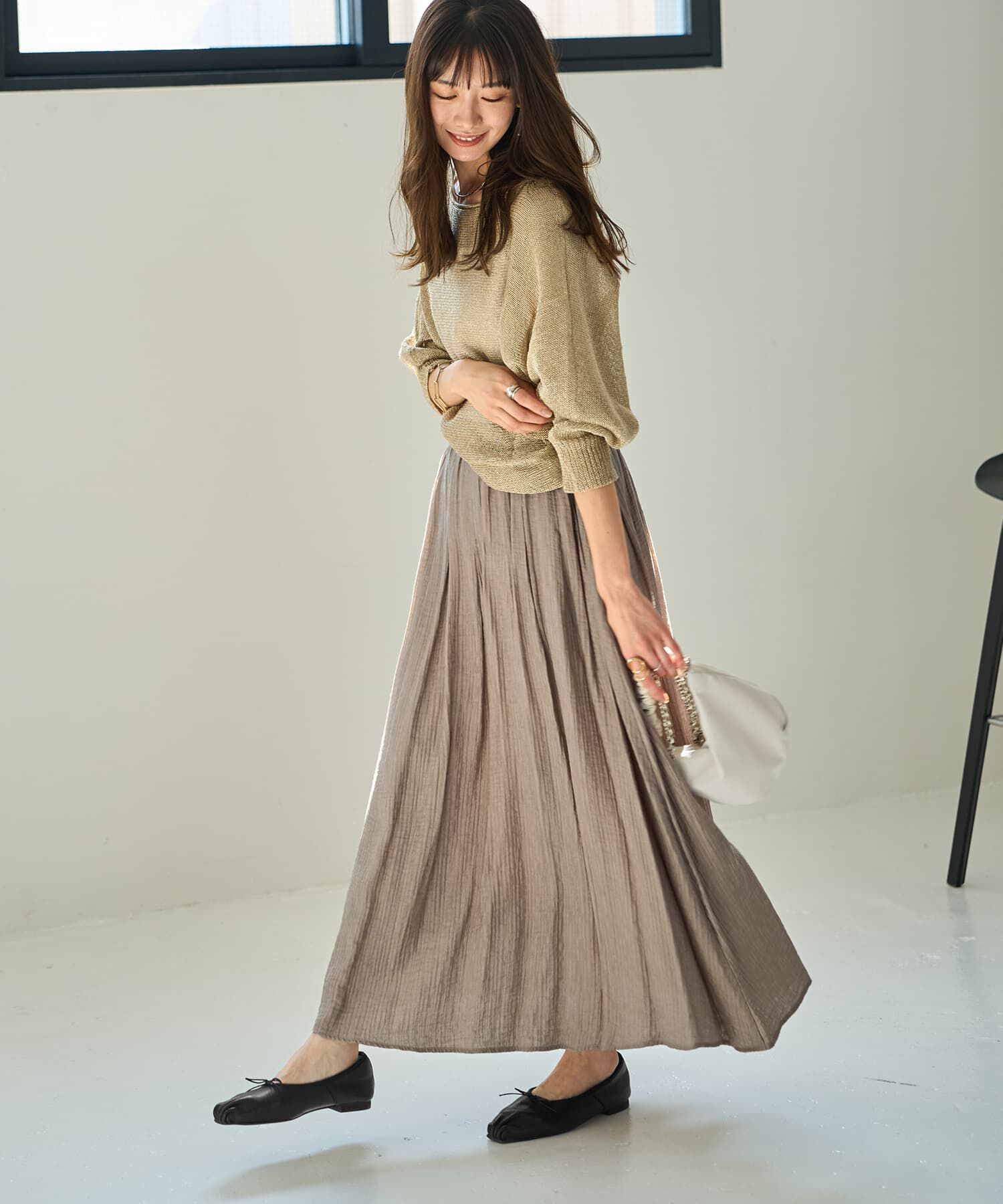 STYLE DELI「縦シボ織りタックギャザーロングスカート」|スカート|