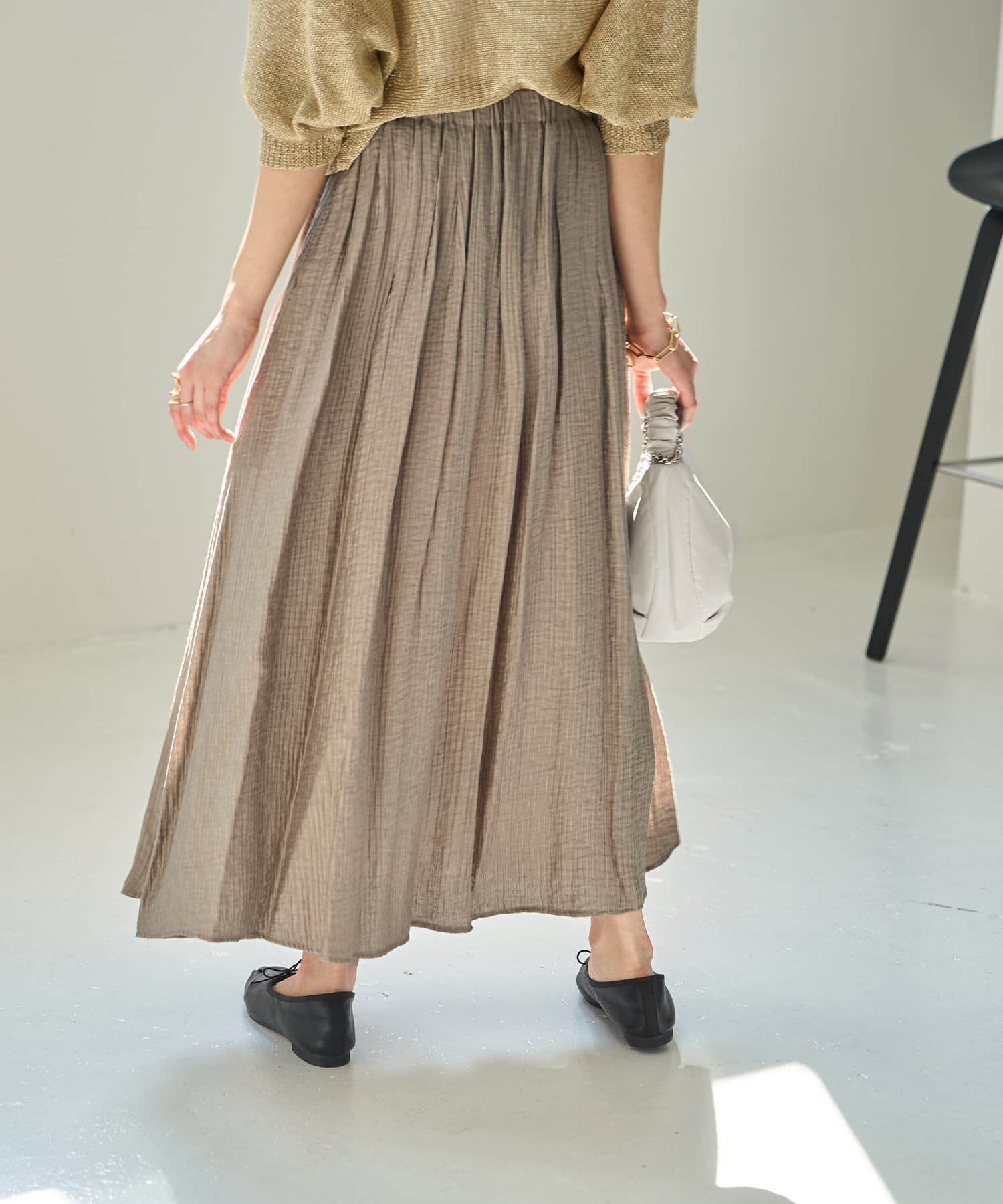 STYLE DELI「縦シボ織りタックギャザーロングスカート」|スカート|