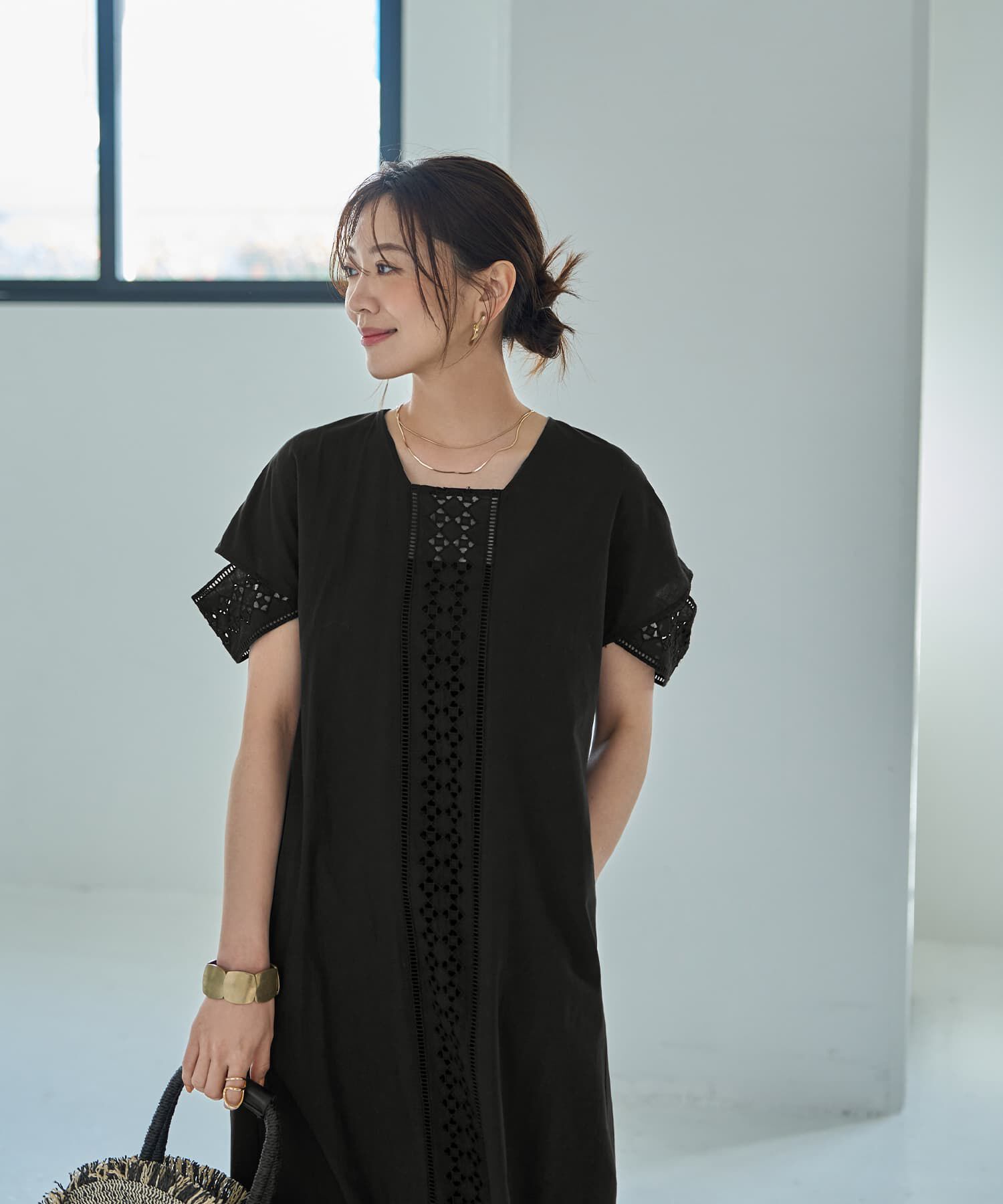 STYLE DELI「【LUXE】コットンレースカバーアップワンピース」|ワンピース|ブラック