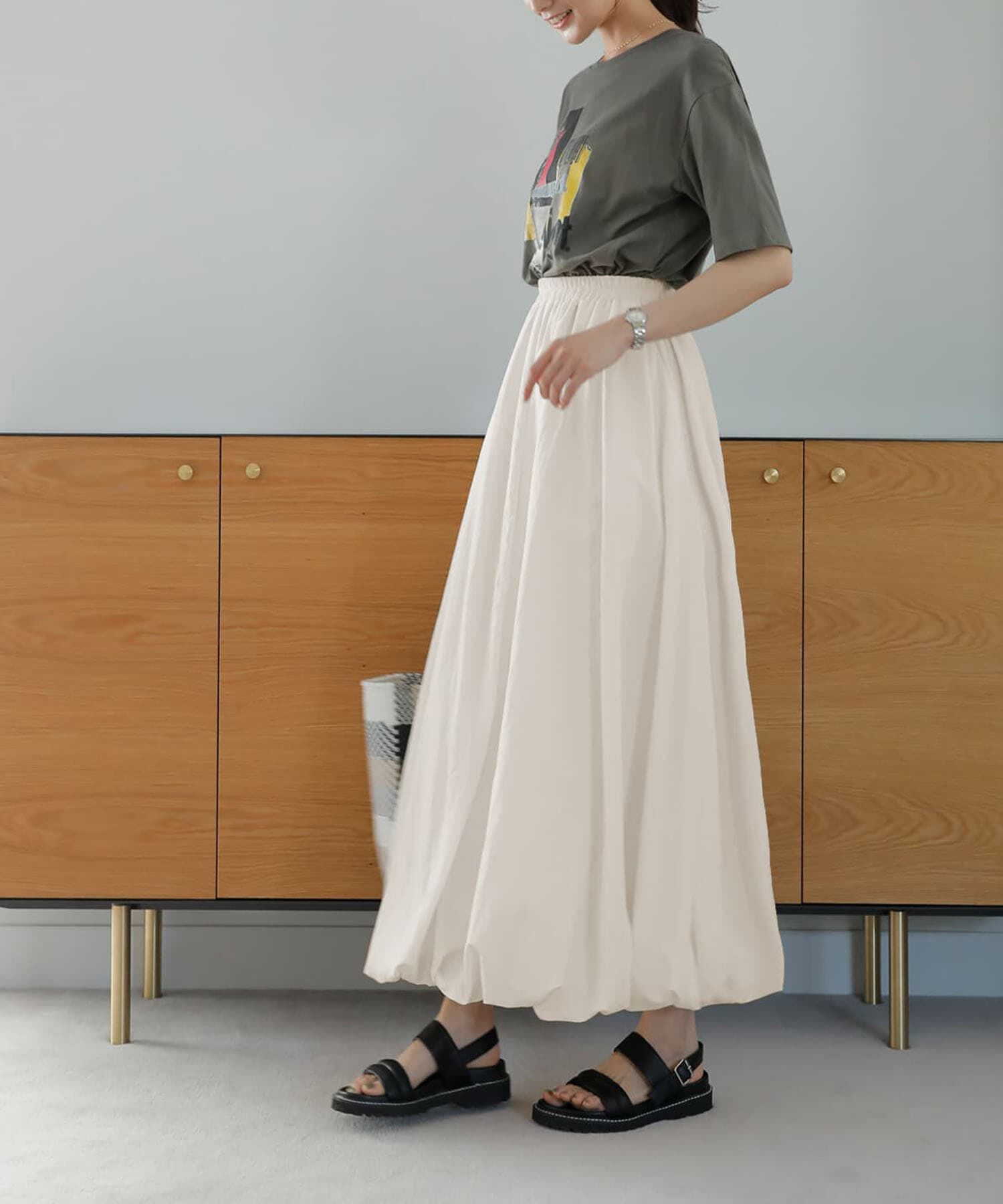 STYLE DELI「【LUXE】マットタフタロングバルーンスカート」|スカート|