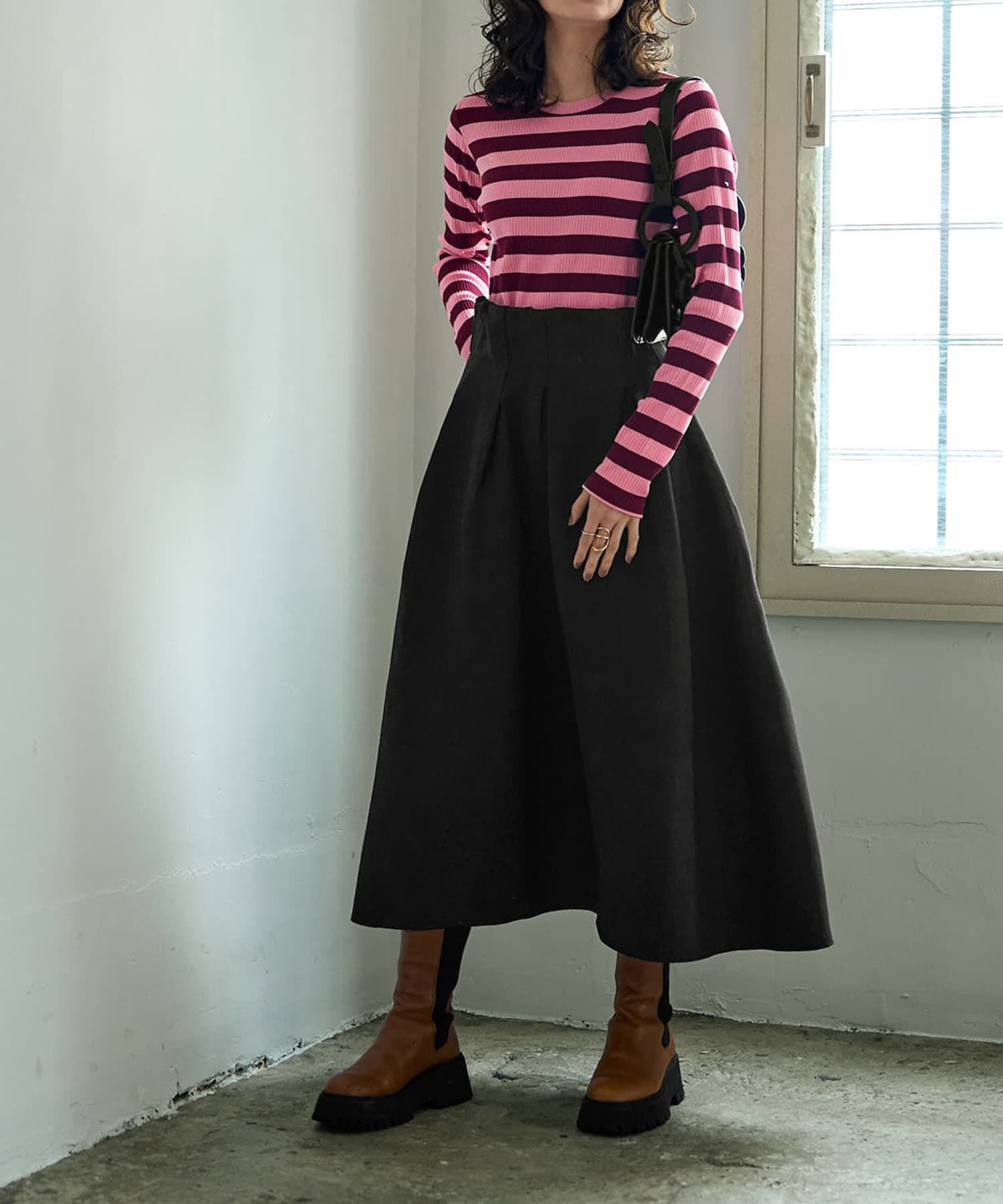 STYLE DELI「カラーボーダーリブトップス」|Tシャツ・カットソー|