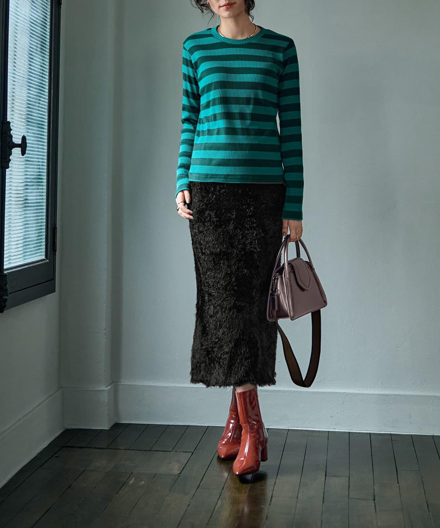 STYLE DELI「カラーボーダーリブトップス」|Tシャツ・カットソー|