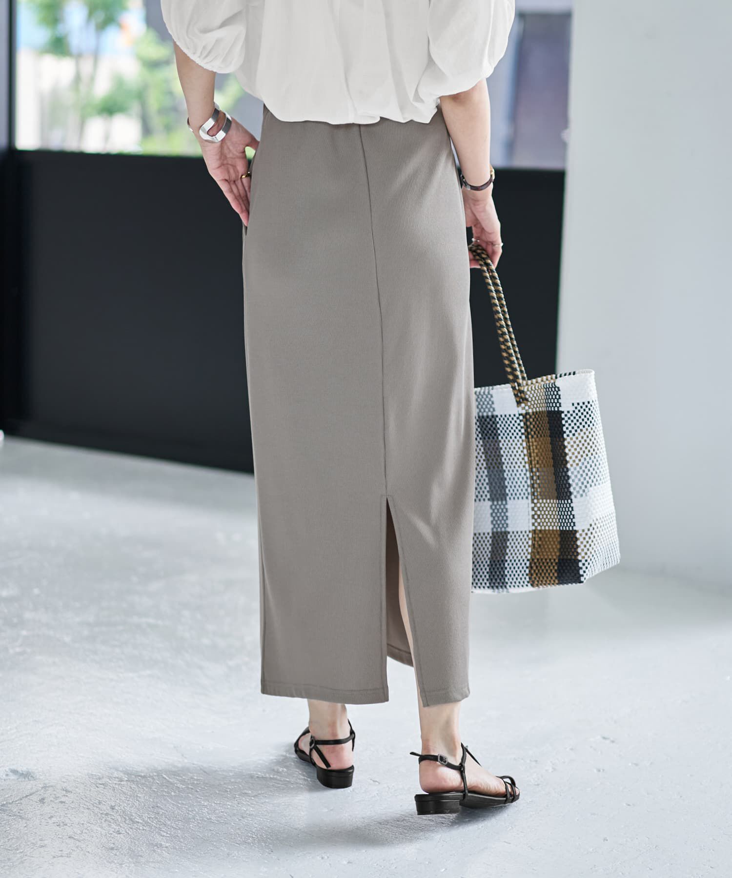 STYLE DELI「ハリ感に優れたリブ生地ナロースカート」|タイト|