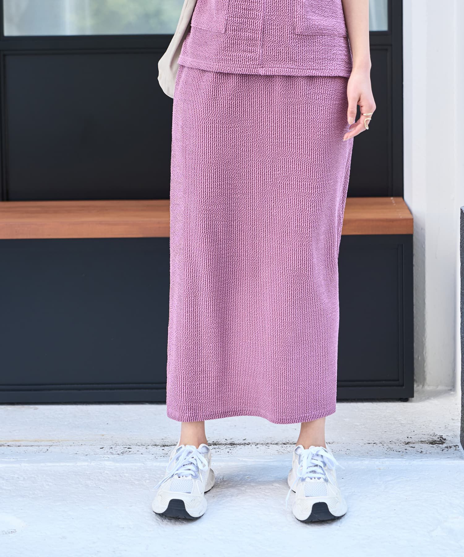  「【LUXE】ストライプ状フリルのカットソーセットアップ」|Tシャツ・カットソー|