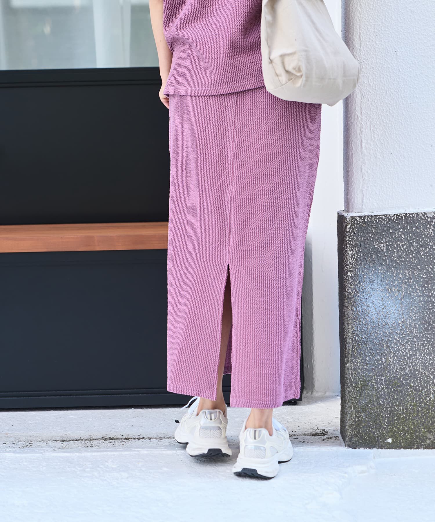  「【LUXE】ストライプ状フリルのカットソーセットアップ」|Tシャツ・カットソー|