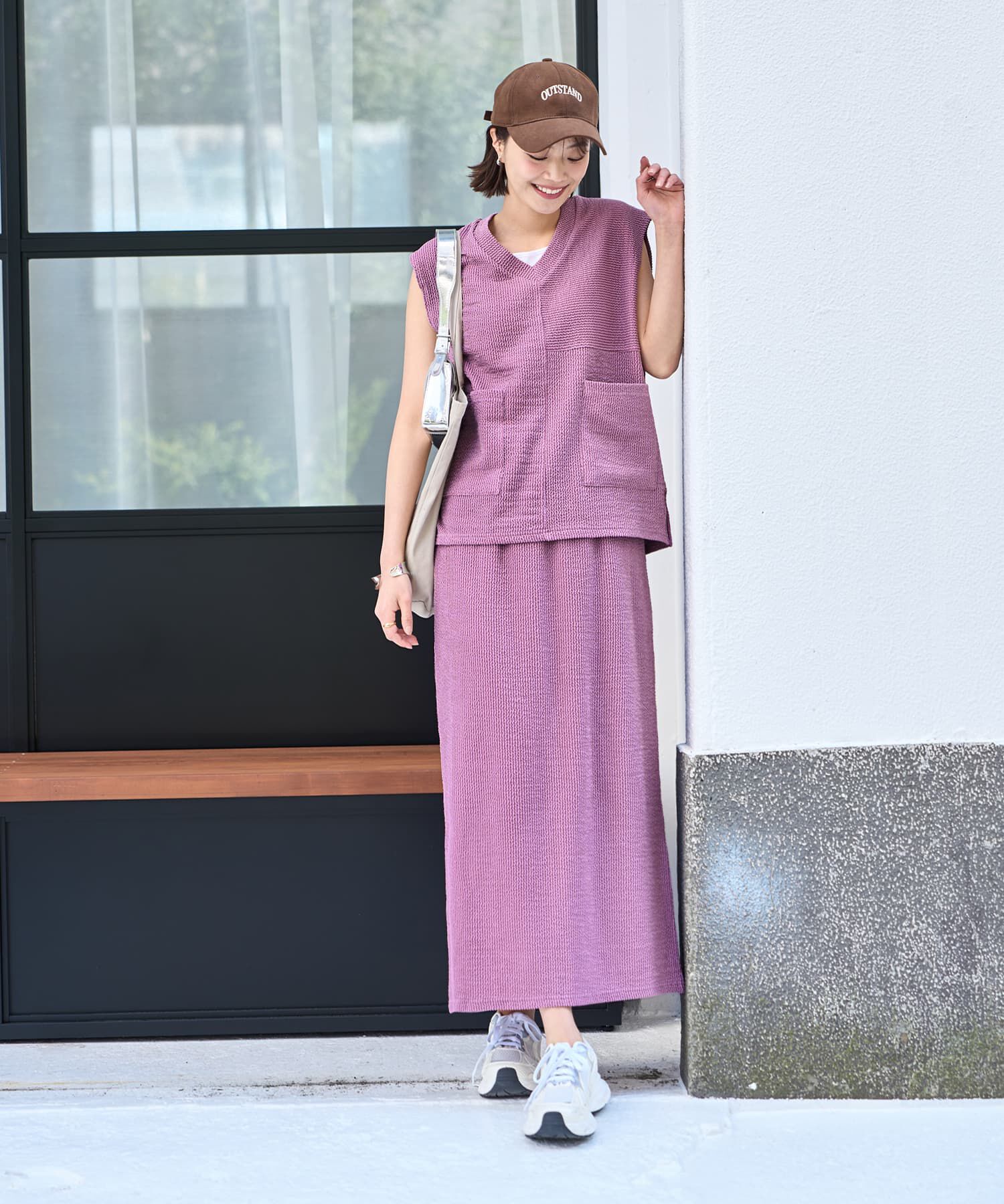  「【LUXE】ストライプ状フリルのカットソーセットアップ」|Tシャツ・カットソー|